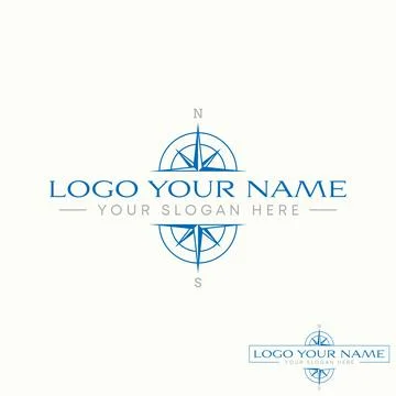 Emblem Compass signpost adventure navigation to place north west south east Ilustração Stock