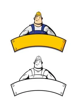 Emblem with construction workers on a white background Stock Illustration