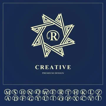 Emblem eight-pointed star. Creative logo design templates. Abstract minimalis Illustrazione stock