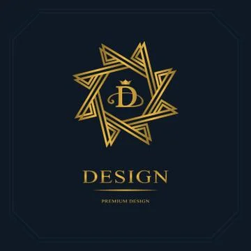 Emblem eight-pointed star. Creative logo design templates. Abstract , D Illustrazione stock