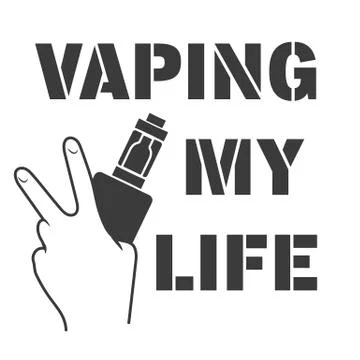 Emblem of an electronic cigarette in hands 스톡 일러스트