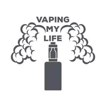 Emblem of an electronic cigarette with steam 스톡 일러스트