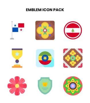Emblem Flat UI Icons Pack Stock Illustration