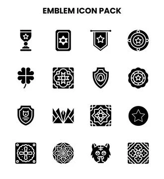 Emblem Glyph Icons Pack Stock-Illustration