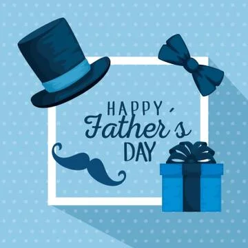 Emblem with hat and tie bow to fathers day Illustrazione stock