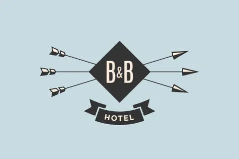 Emblem of Hotel with arrows Stock Illustration