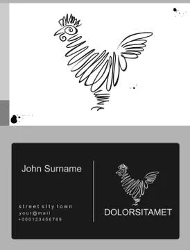 Emblem icon drawn rooster Stock Illustration