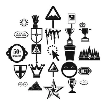 Emblem icons set, simple style Illustration