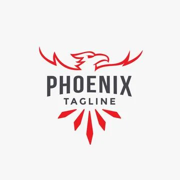 Emblem label Phoenix logo vector template on white background Stock Illustration