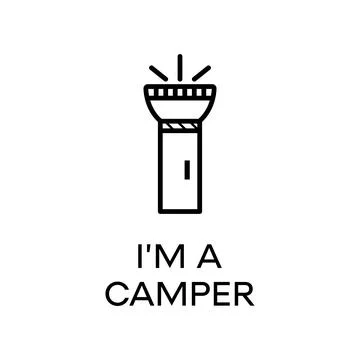 Emblem with linear style text and flashlight Stock-Illustration