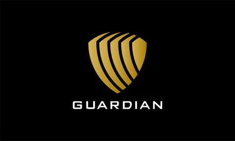 Emblem logo vector guardian shield gold color security safety protection gu.. Stock Illustration