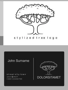 Emblem painted tree Stock Illustration