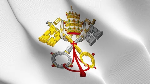 Emblem of Papacy flag loop waving on wind. Stock Footage 119200671