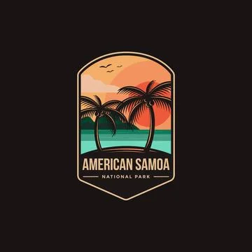 Emblem patch logo illustration of American Samoa National Park 스톡 일러스트