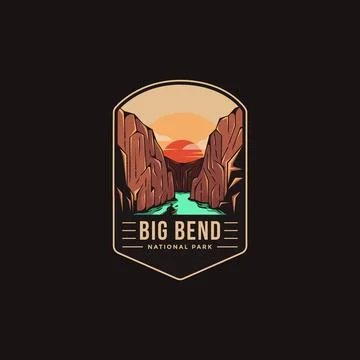 Emblem patch logo illustration of Big Bend National Park on dark background Stock Illustration