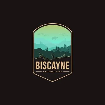 Emblem patch logo illustration of Biscayne National Park on dark background Stock Illustration