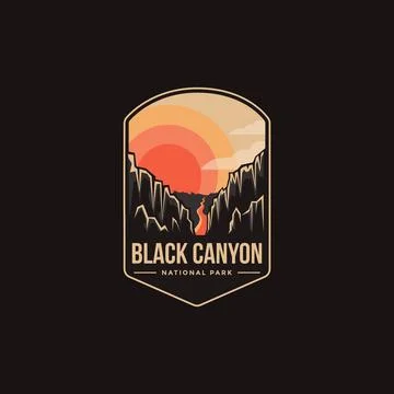 Emblem patch logo illustration of Black Canyon National Park on dark background Stock Illustration
