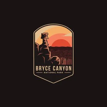 Emblem patch logo illustration of Bryce Canyon National Park on dark background Stock Illustration