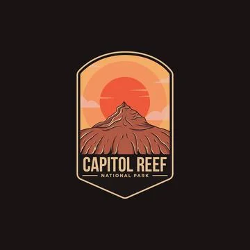 Emblem patch logo illustration of Capitol Reef National Park on dark background Stock Illustration