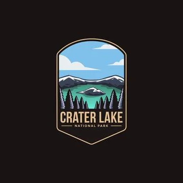 Emblem patch logo illustration of Crater Lake National Park on dark background Stock Illustration