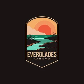 Emblem patch logo illustration of Everglades National Park on dark background Stock Illustration