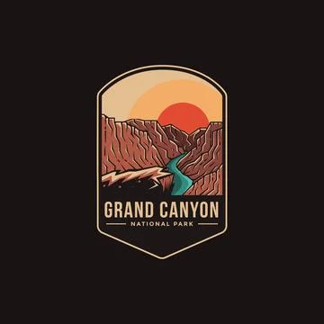 Emblem patch logo illustration of Grand Canyon National Park on dark background Stock Illustration