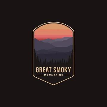Emblem patch logo illustration of Great Smoky Mountains National Park design Stock Illustration