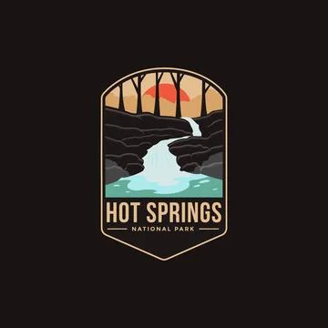 Emblem patch logo illustration of Hot Springs National Park on dark background Stock Illustration