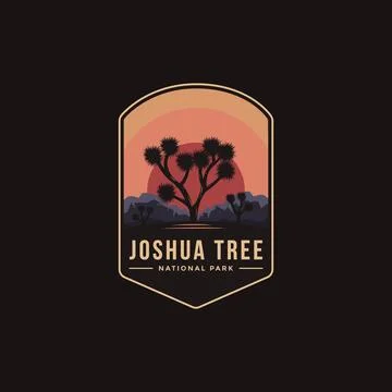 Emblem patch logo illustration of Joshua Tree National Park on dark background Illustrazione stock