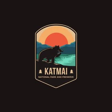 Emblem patch logo illustration of Katmai National Park Stock Illustration