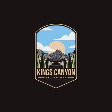 Emblem patch logo illustration of Kings Canyon National Park on dark background Stock Illustration