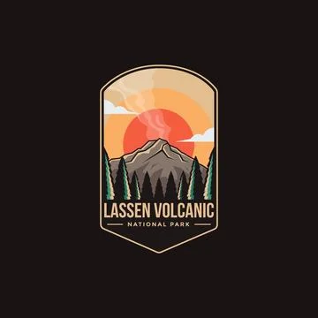 Emblem patch logo illustration of Lassen Volcanic National park Illustrazione stock