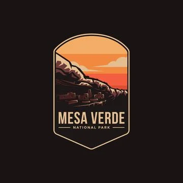 Emblem patch logo illustration of Mesa Verde National Park on dark background Stock Illustration