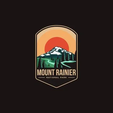 Emblem patch logo illustration of Mount Rainier National park Illustrazione stock