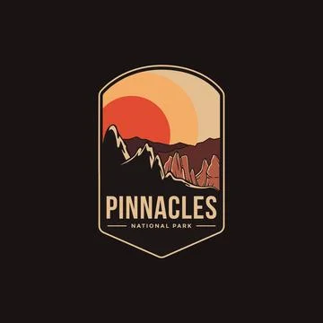Emblem patch logo illustration of Pinnacles National Park on dark background Stock Illustration