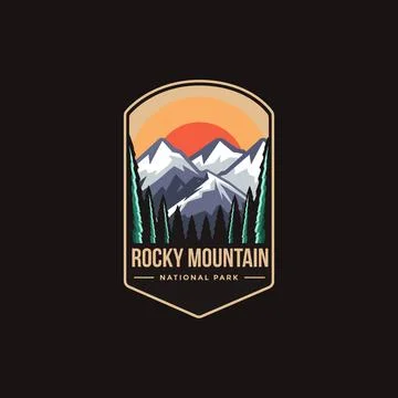 Emblem patch logo illustration of Rocky Mountain National park Stock Illustration
