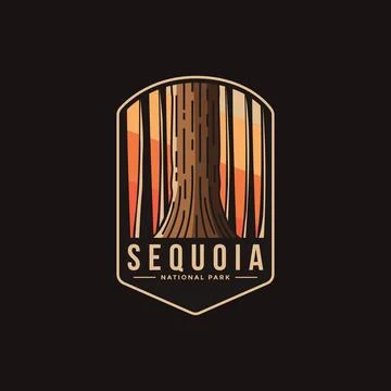 Emblem patch logo illustration of Sequoia National Park on dark background Stock Illustration