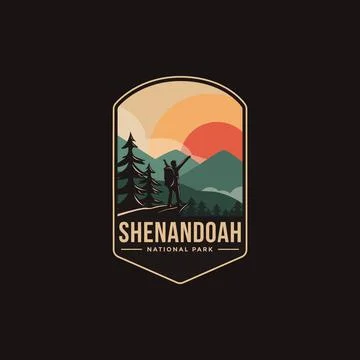 Emblem patch logo illustration of Shenandoah National park on dark background Stock Illustration