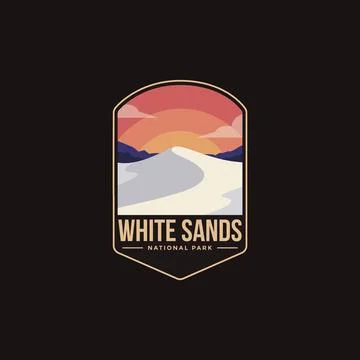 Emblem patch logo illustration of White Sands National Park on dark background Stock Illustration
