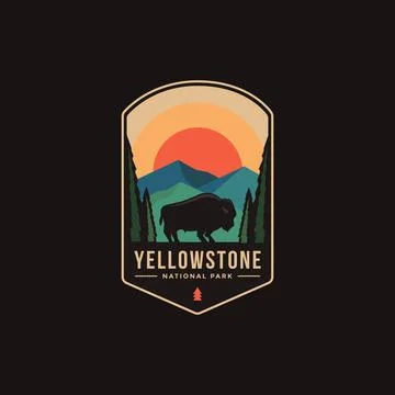 Emblem patch logo illustration of Yellowstone National Park Stock Illustration