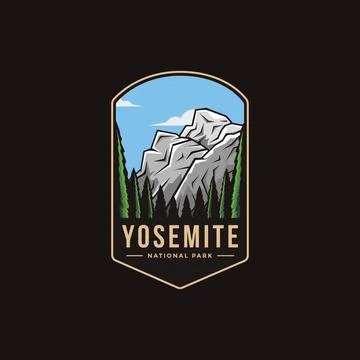Emblem patch logo illustration of Yosemite National Park on dark background Stock Illustration