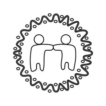 Emblem rotation people Commitment Teamwork Together Outline Logo 스톡 일러스트