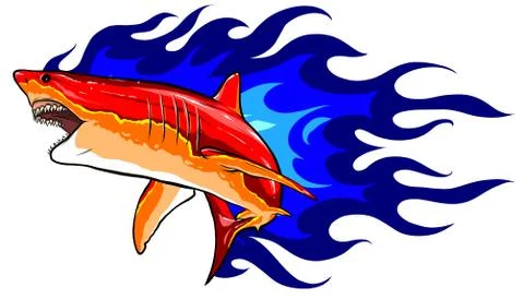 Emblem sharks and Fire vector illustration design Stock Illustration