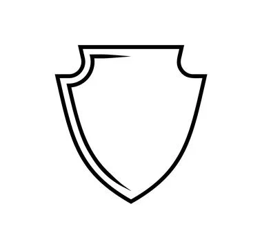 Emblem Shield frame Logo. Vector template outline Sign of Protection, Guard and Stock Illustration