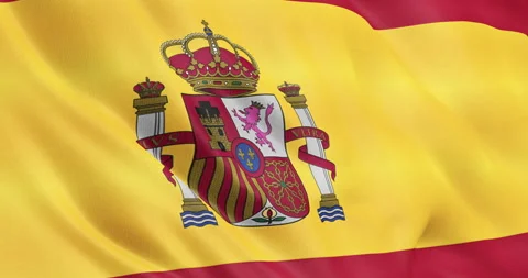 The emblem of Spain flag waving animation Stock Footage 156748963
