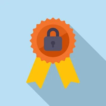 Emblem SSL certificate icon flat vector. Web secure Illustrazione stock