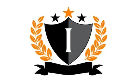 Emblem Star Ribbon Shield Initial I Stock-Illustration