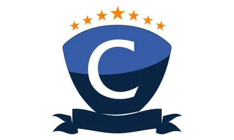 Emblem Star Ribbon Shield Initial C Stock-Illustration