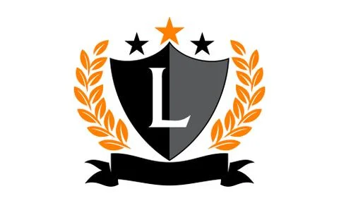Emblem Star Ribbon Shield Initial L Stock-Illustration