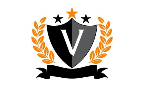 Emblem Star Ribbon Shield Initial V Stock-Illustration